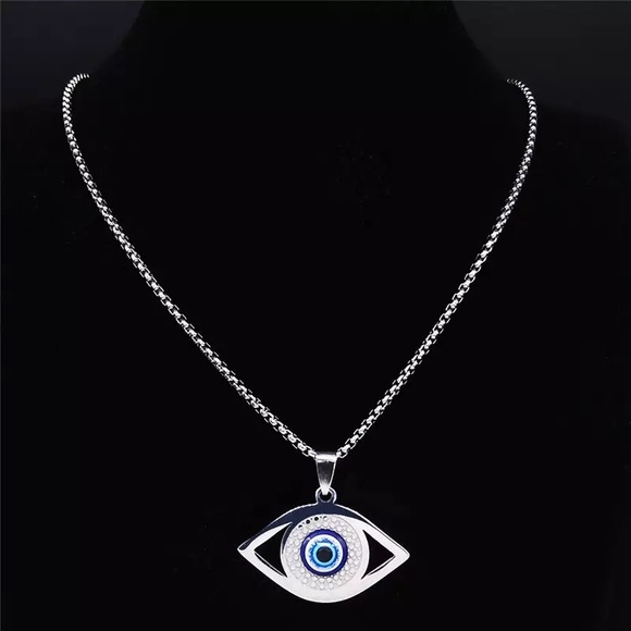 Unisex Stainless Steel Eye Pendant Necklace - Picture 5 of 7